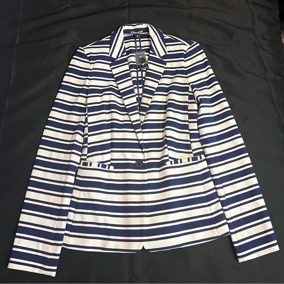 Express Jackets & Blazers - NWT EXPRESS Women's Stripe Blue & White Blazer